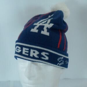 VTG LA Los Angeles Dodgers Pom Pom Beanie Cap Hat Index Promotions Blue
